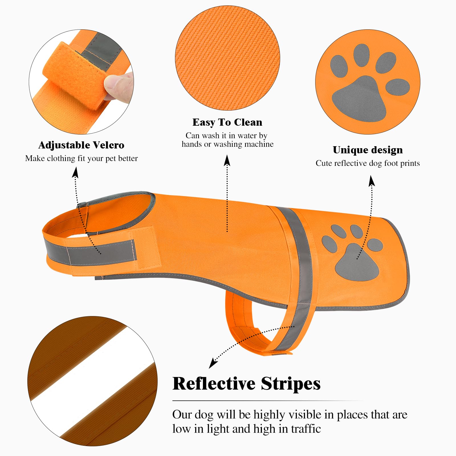 Candofly Reflective Dog Vest, High Visibility Safety Pet Apperal Hunting Jacket For Night Walking& Camping (Orange, X-Large)